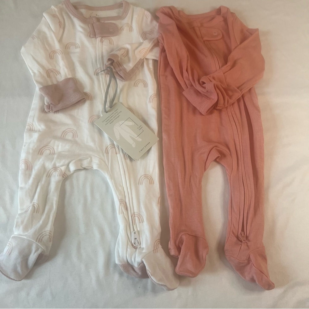 Cloud Island Pink and White Footed One Piece Set